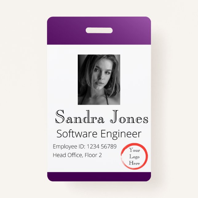 Fade Dark Purple ID Card (Vertical/Portrait) Badge (Front)