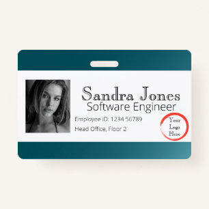 Fade Teal Blue ID Card (Horizontal) Badge