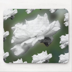 Fade to Green, white rose digital collage Mouse Pad