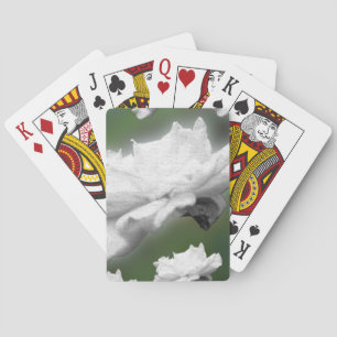 Fade to Green, white rose digital collage Playing Cards