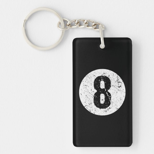 Faded 8 Ball Billiards Player Keychain (Front)