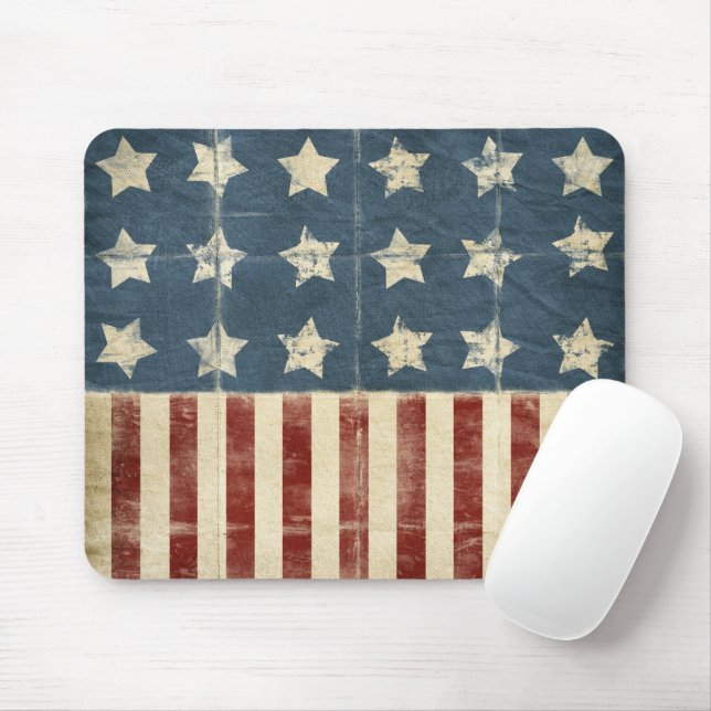Faded American Flag Mouse Pad (With Mouse)