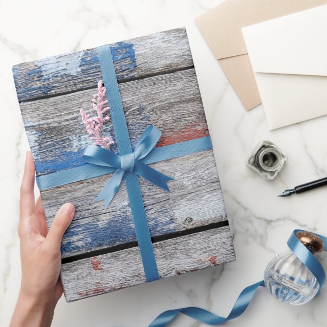 Faded American Flag on Wood Mouse Pad Wrapping Paper (Gifting)