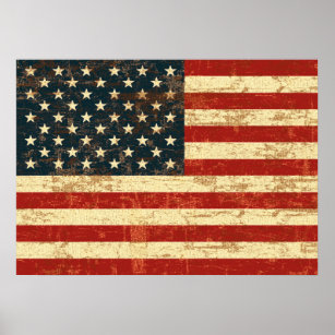 Faded American Flag Poster