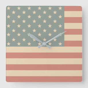 Faded American Flag Wall Clock