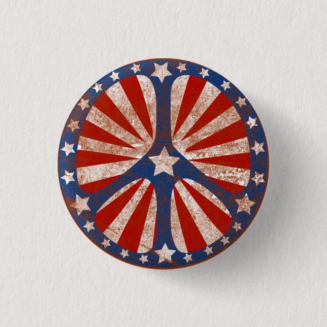 Faded American Peace Sign 1 Inch Round Button (Front)