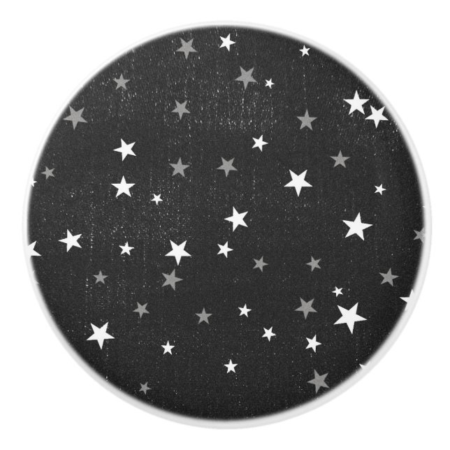 Faded Black Denim Starry Distressed Grunge Cool Ceramic Knob (Front)
