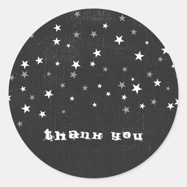 Faded Black Denim Starry Grunge Party Favour Custo Classic Round Sticker (Front)