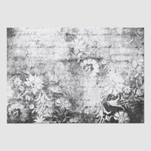 Faded Black & White Flowers Tissue Paper