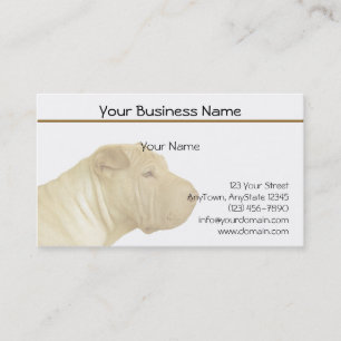 Faded Blonde Shar Pei Portrait on White Business Card