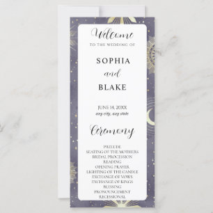 Faded Blue and Gold Celestial Wedding Program