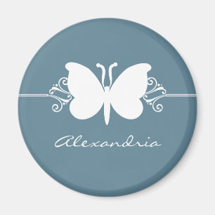 Faded Blue Butterfly Swirls Magnet