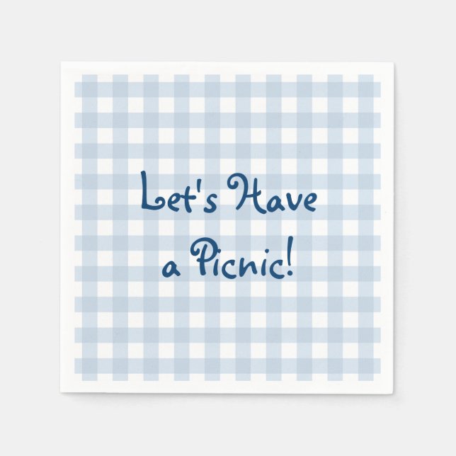 Faded Blue Gingham Picnic Napkin (Front)