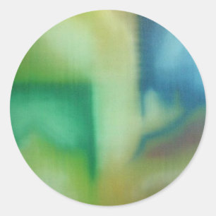 Faded Blue & Green Abstract Oil Painting Classic Round Sticker