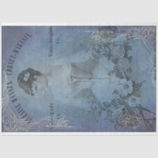 Faded Blue Ladies Corset Decoupage Paper