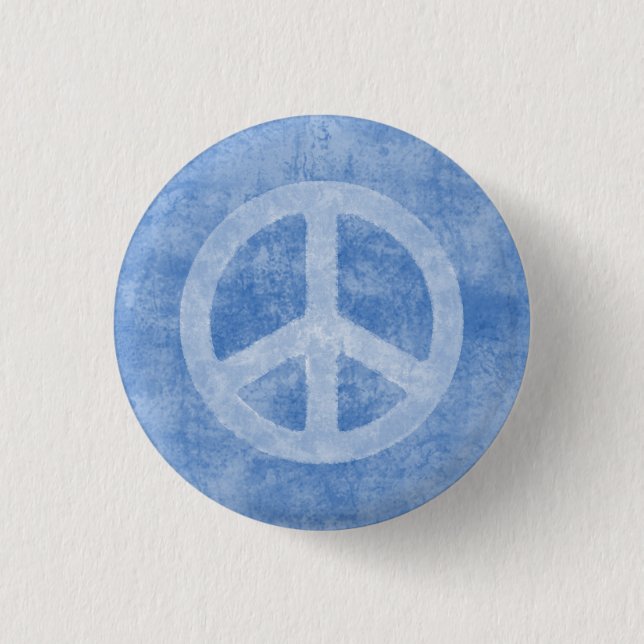 Faded Blue Peace Sign 1 Inch Round Button (Front)