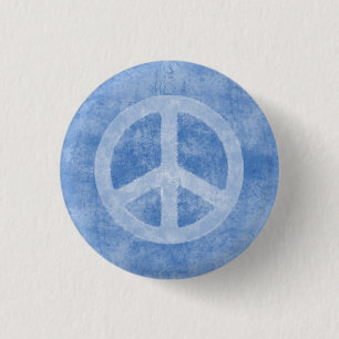 Faded Blue Peace Sign 1 Inch Round Button