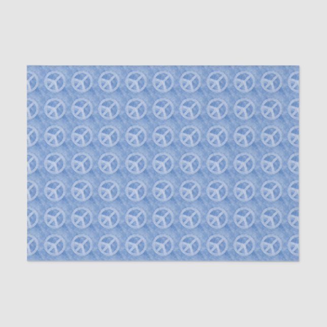 Faded Blue Peace Sign Pattern Tissue Paper (Front)