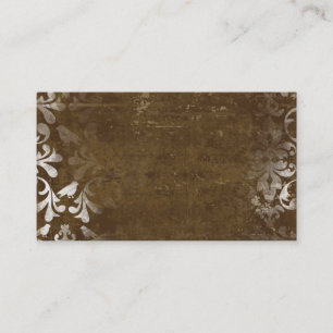 Faded Chic Brown White Vintage Damask Pattern Business Card