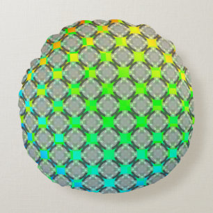 Faded Circle Grid by Kenneth Yoncich Round Pillow