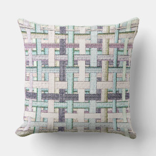 Faded coloured 'chess' in cloth or canvas look throw pillow