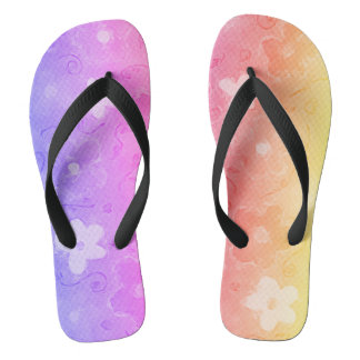Faded Colourful Flowers  Flip Flops