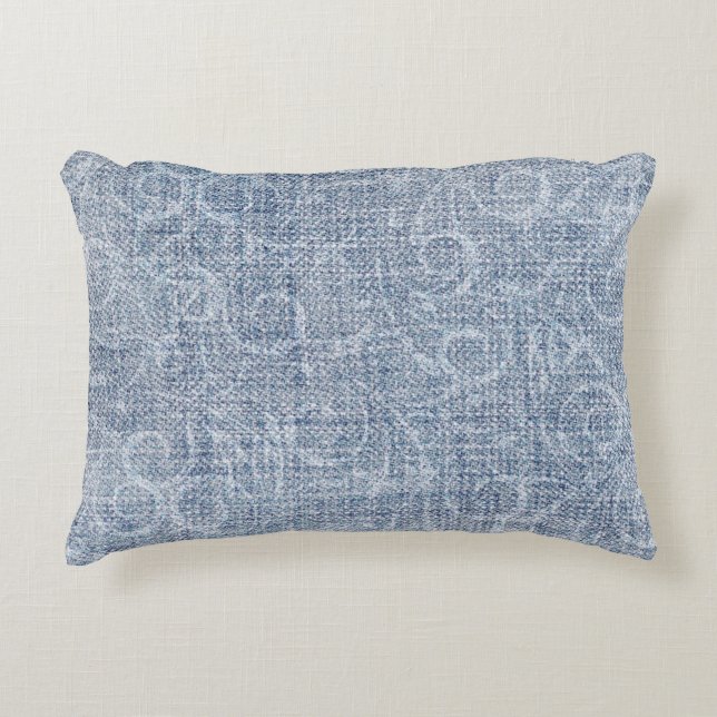 Faded Denim Fabric Accent Pillow (Front)