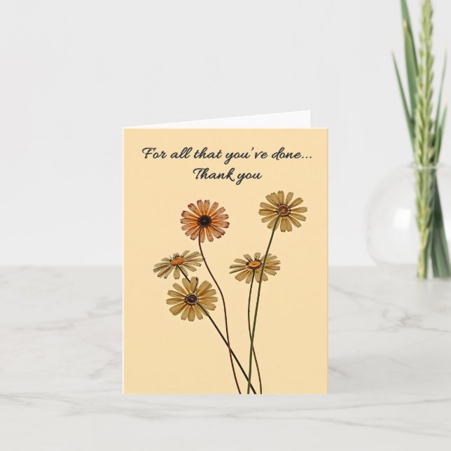 Faded Dried Flowers Thank You Card (Front)