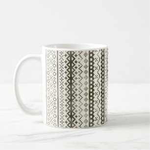 Faded Fair Isle Knit Watercolor Cabincore black Coffee Mug