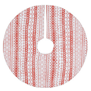 Faded Fair Isle Knit Watercolor Cabincore red Brushed Polyester Tree Skirt