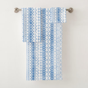 Faded Fair Isle Knitwear Watercolor Cozy Cabincore Bath Towel Set