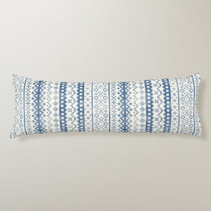 Faded Fair Isle Watercolor Cabincore blue cream Body Pillow