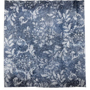 Faded Floral Denim: Grungy Textured Background