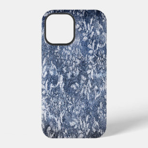 Faded Floral Denim: Grungy Textured Background iPhone 12 Case
