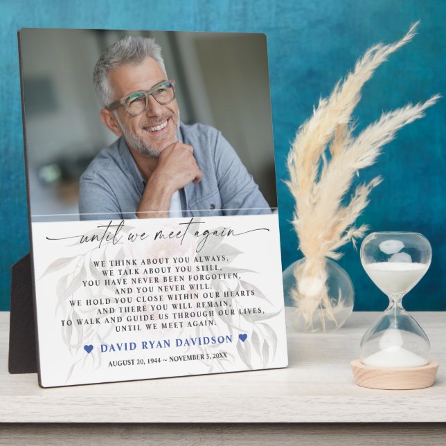 Faded Floral Photo Until We Meet Again Funeral Pla Plaque (Side)