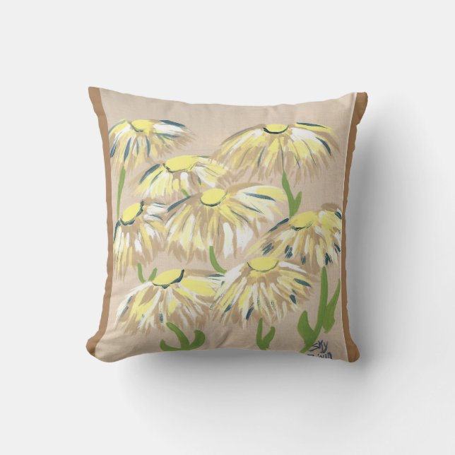 faded flowers throw pillow (Front)