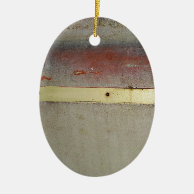 Faded Green, Red, Blue & Yellow rusted Ceramic Ornament (Front)