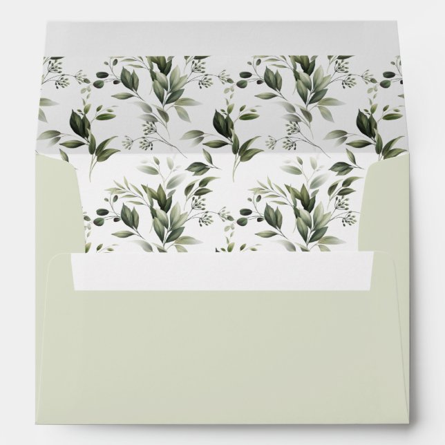 Faded Greenery & Eucalyptus Pre-Addressed Envelope (Back (Bottom))