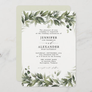 Faded Greenery Eucalyptus Wedding Invitation