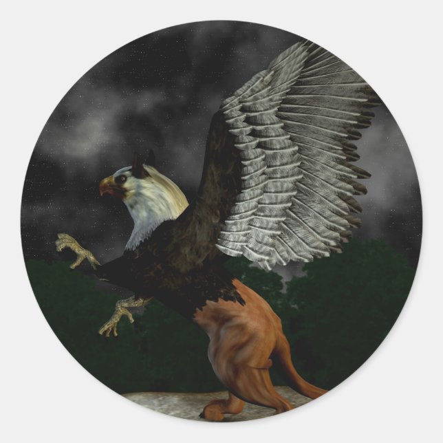 Faded Griffin Button Classic Round Sticker (Front)