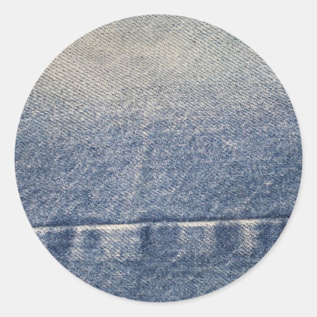 Faded Jeans / Denim Fabric Classic Round Sticker (Front)