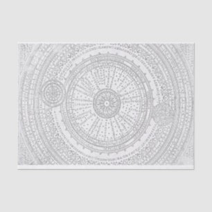 Faded latin text astro chart frame tissue paper