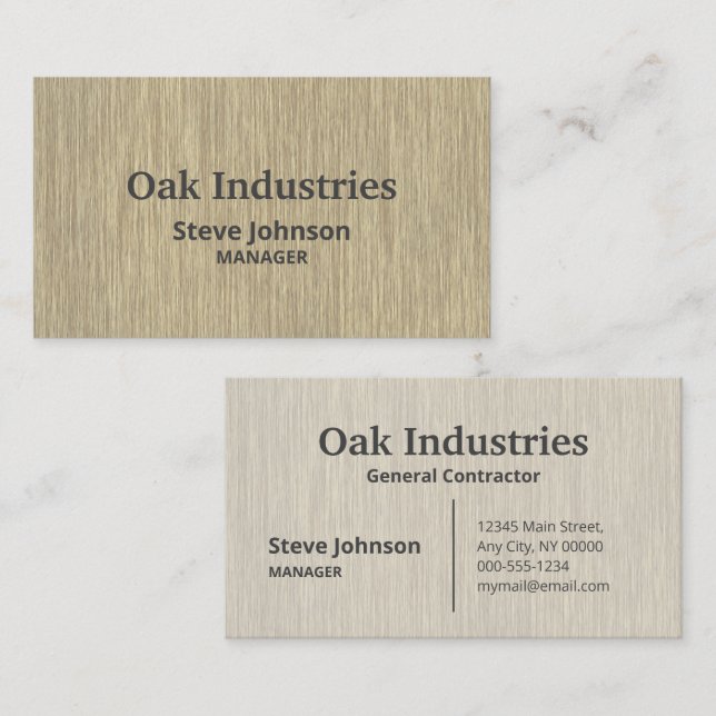 Faded Oak Woodgrain Look Professional Business Card (Front/Back)