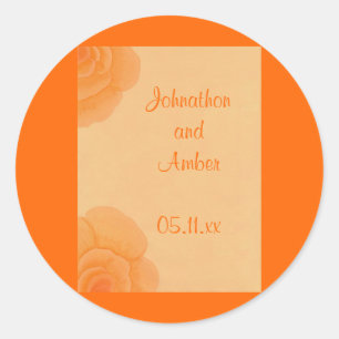 Faded Orange Roses, Wedding Save the date stickers