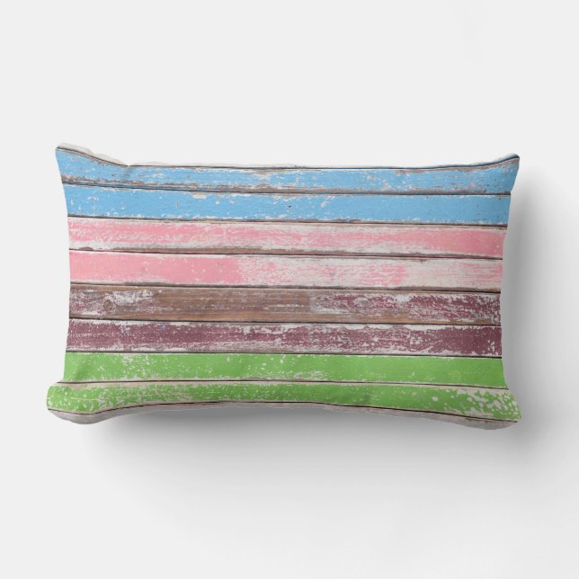 faded paint on wood lumbar pillow (Front)