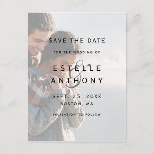 Faded Photo Ampersand Wedding Save the Date Postcard