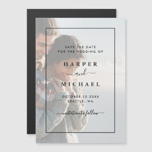 Faded Photo Elegant Save the Date Magnetic Card