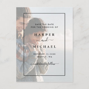 Faded Photo Elegant Wedding Save the Date Postcard