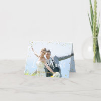 Faded Photo Geometric Gold Wedding Thank you