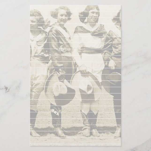 Faded Photo of Cowgirls in a Line Stationery (Front)